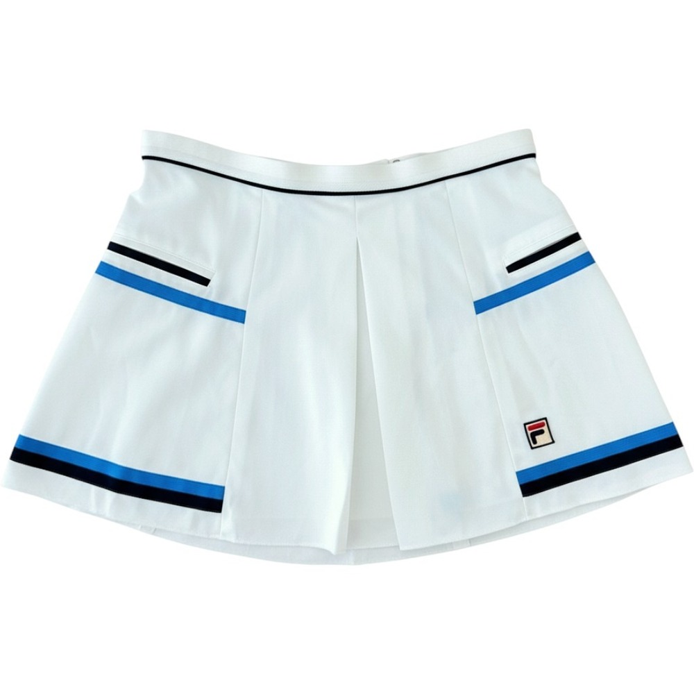 Vintage Fila Made in Italy White Pleated Tennis Skirt S Stripe Varsity Preppy
